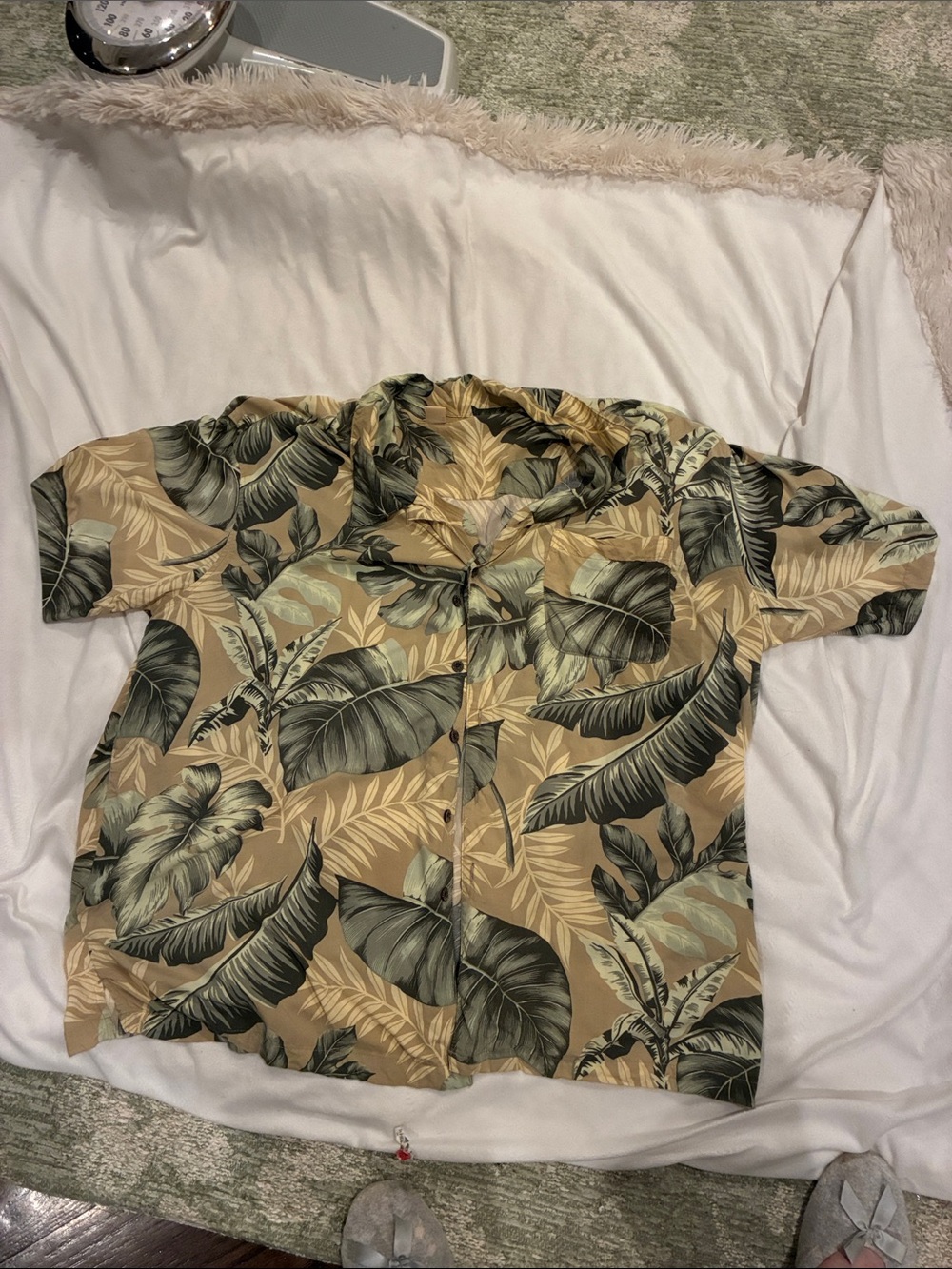 Panama Jack Beige Tropical Leaf Button-Down Shirt